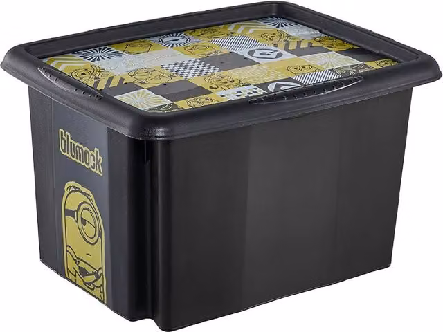Keeeper Karolina Minions Mosaic Storage Box with Lid, Black, 24 l