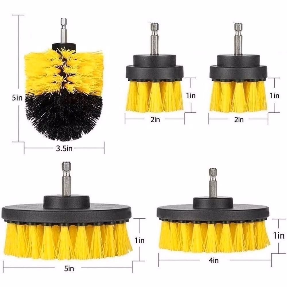 Havendro 5-Piece Drill Brush Power Scrubber Set for Carpet and Car Floor Cleaning in Yellow – 2