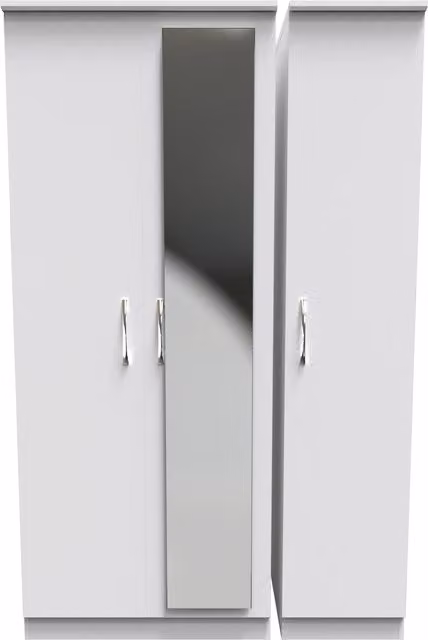 Avon Ready Assembled 3 Door Mirrored Wardrobe in White Matt