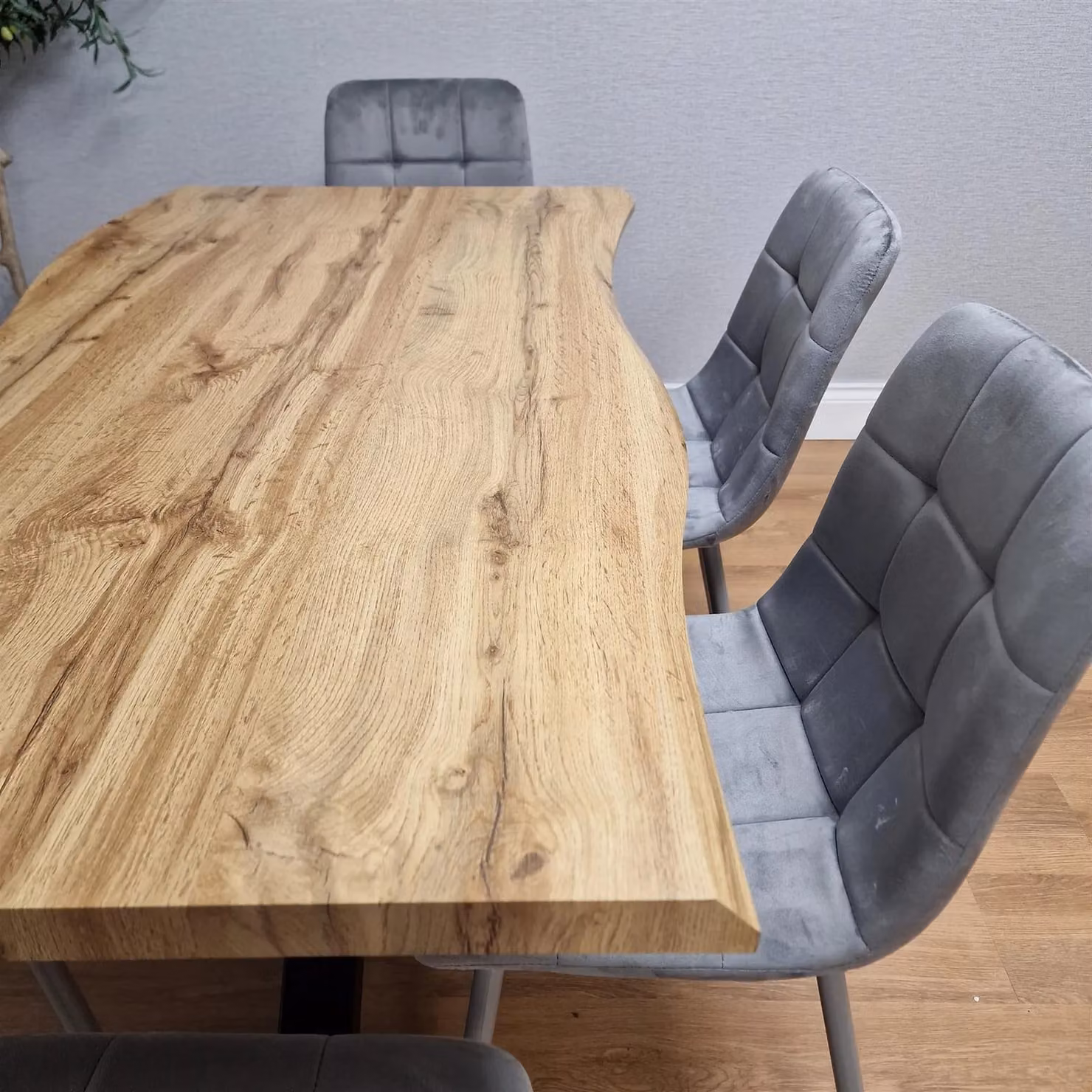 KOSY KOALA Modern Rectangular Dining Table Set with 6 Grey Velvet Chairs, Brown Wood and Metal Finish – 2
