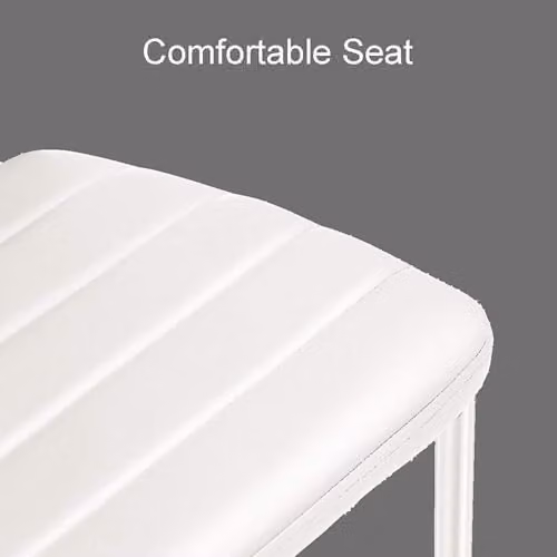 Kosy Koala Modern Round Oak Wood Dining Table and 4 White Faux Leather Chairs Set, W/D/H: 90 x 90 x 75 cm – 3