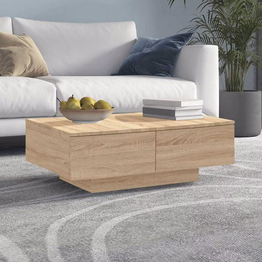 Berkfield Home Sonoma Oak Decorative Coffee Table in Light Oak, W/D/H: 90 x 60 x 31 cm – 2