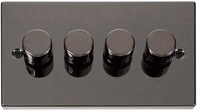 SE Home Black Nickel 4 Gang 2 Way LED 100W Trailing Edge Dimmer Light Switch