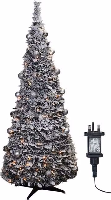 Xmas Haus 2.1m Pre-Lit LED PopUp Silver Decor Christmas Tree – 1