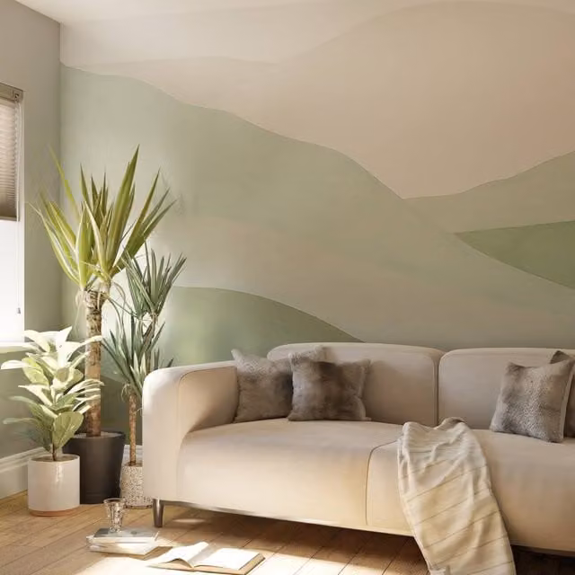 Superfresco Easy Beyond the Horizon Duck Egg Print To Order Mural in Blue and Green, W: 300 cm, H: 280 cm