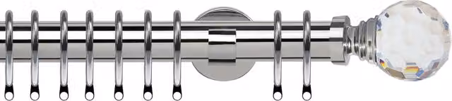 Terrys IDC Metal Curtain Pole with 35mm Acrylic Ball Finial in Chrome, Silver or Black