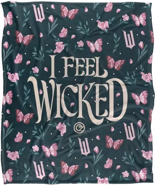 Wicked Floral Butterfly Fleece Throw Blanket, Multicolour and White, W/D/H: 152 x 127 cm