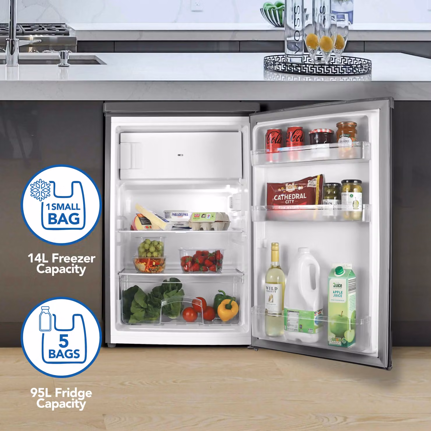 Igenix Silver Under Counter Fridge with 16 Litre Chill Box and 97 Litre Capacity – 4