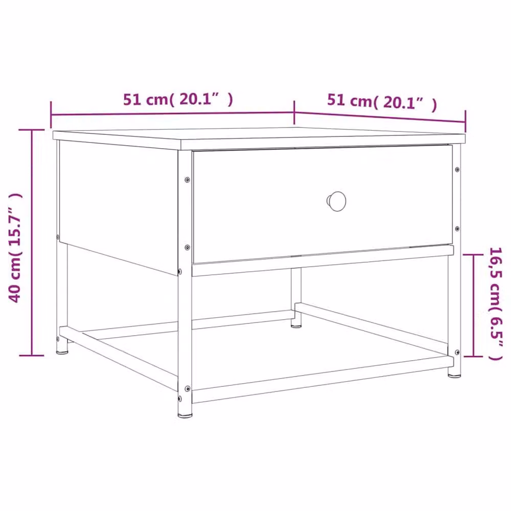 Berkfield Home Brown Oak Coffee Table, W/D/H: 51 x 51 x 40 cm – 4