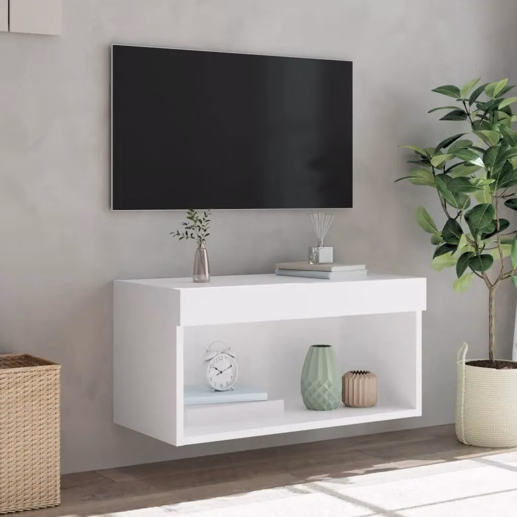 Berkfield Home Modern White TV Cabinet with LED Lights, W/D/H: 60 x 30 x 30 cm – 5
