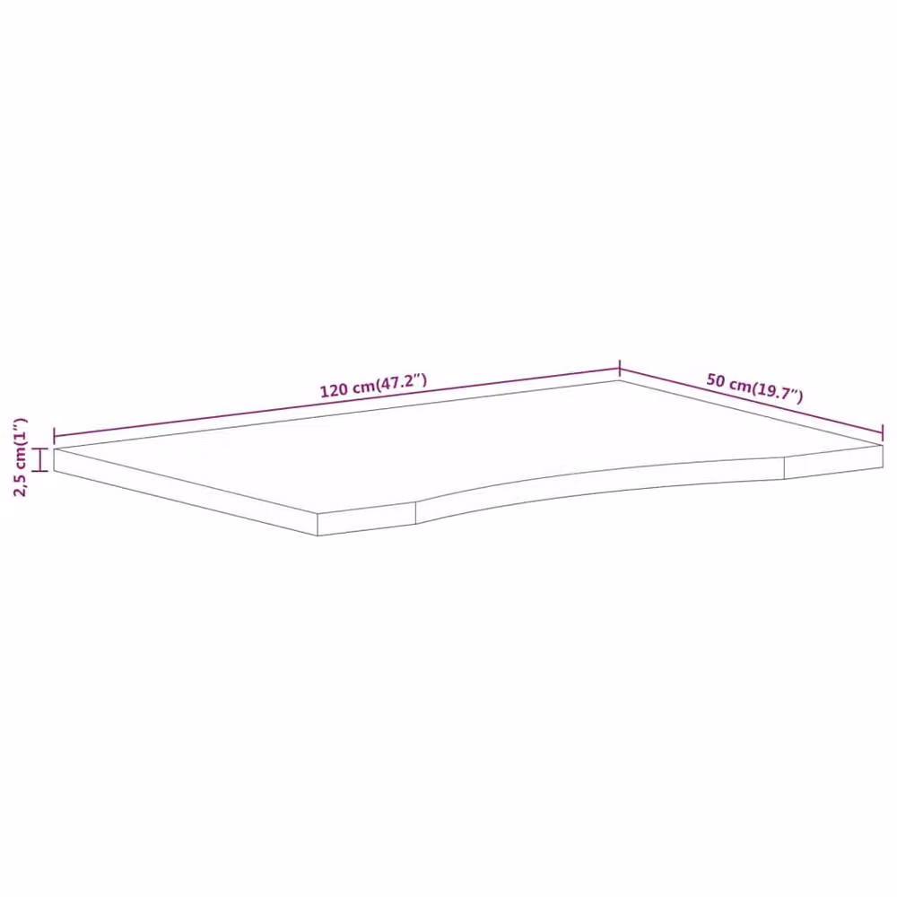 Berkfield Home Rustic Solid Mango Wood Desk Top with Curve, Brown, W/D/H: 120 x 50 x 2.5 cm – 2