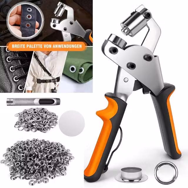 FLAVORA 10mm Grommet Eyelet Handheld Hole Punch Plier Set in Orange – 1