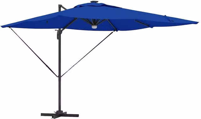 Berkfield Home Roma Cantilever Parasol with LEDs in Azure Blue, Aluminium, W/D/H: 286 x 285 x 270 cm – 1