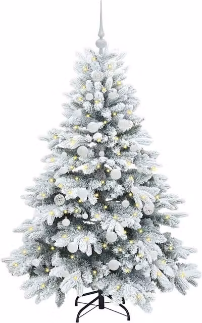 Berkfield Home Beautiful Artificial Christmas Tree with 150 LEDs, Green and White, Height: 150 cm – 1