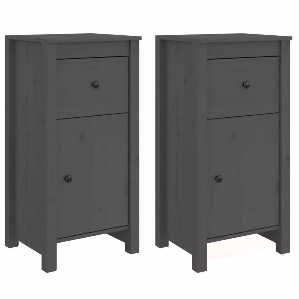 Berkfield Home Set of 2 Grey Rustic Solid Wood Pine Sideboards, W/D/H: 40 x 35 x 80 cm – 2