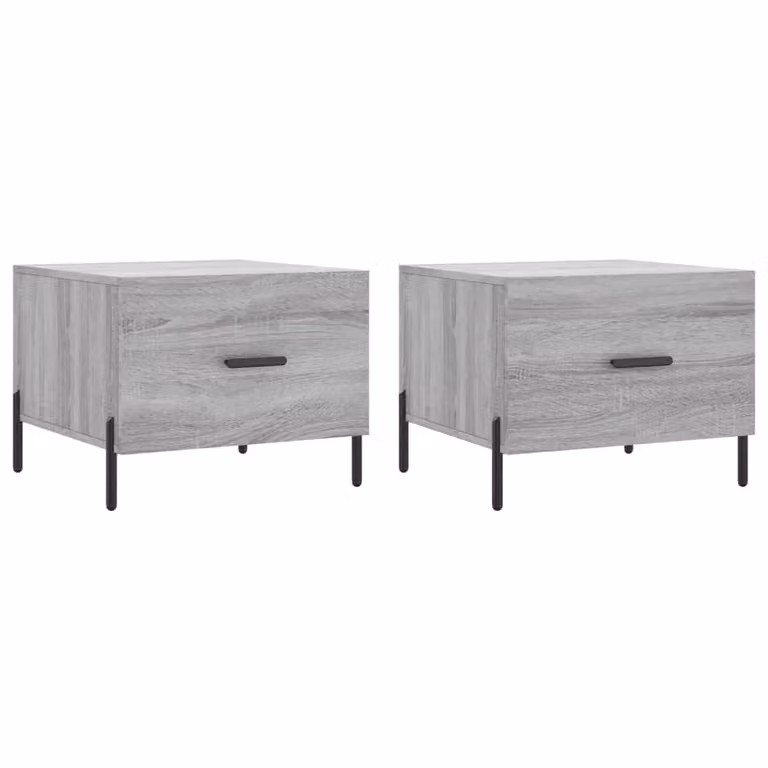 Berkfield Home Set of 2 Grey Sonoma Coffee Tables, W/D/H: 50 x 50 x 40 cm