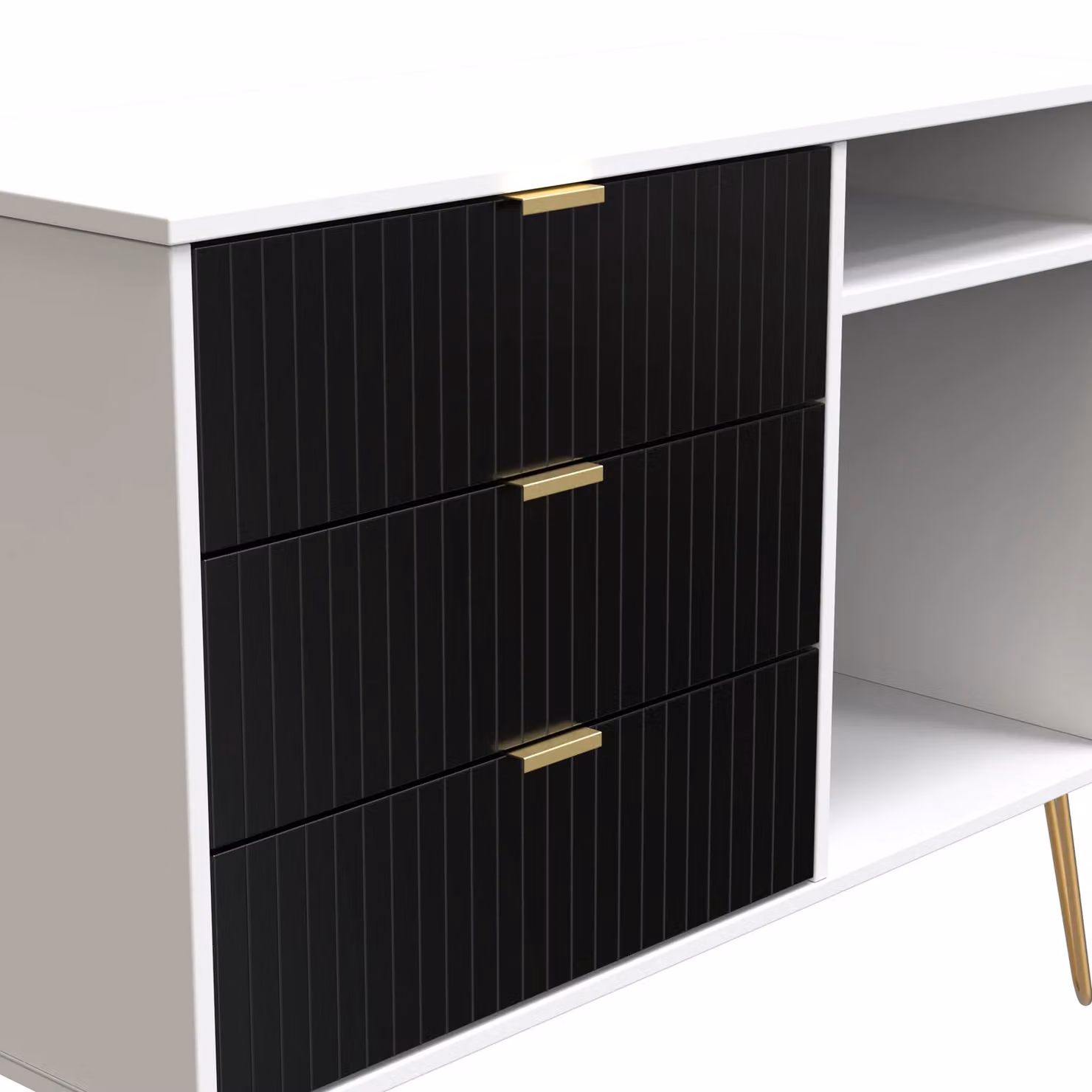 2 U Bexley 3 Drawer TV Unit in True Black and Gold – 3