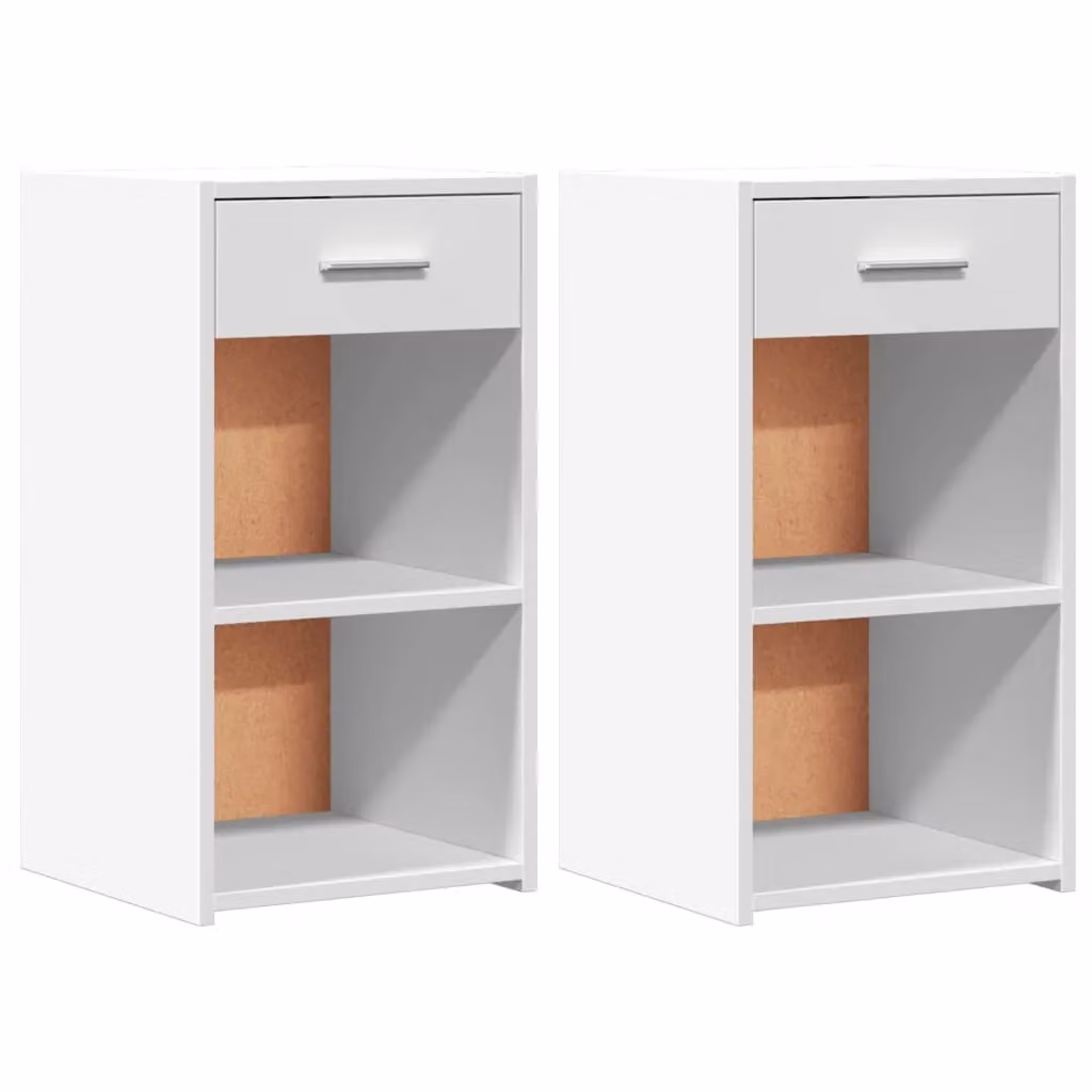 Berkfield Home Set of 2 White Bedside Cabinets, W/D/H: 35 x 34 x 65 cm – 2