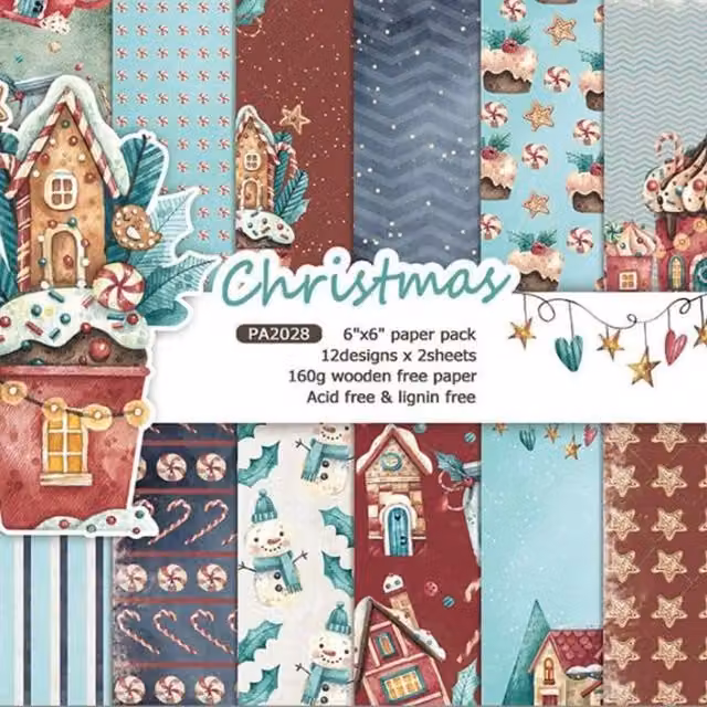 Syntego Pack of 24 Multicolour Christmas Scrapbook Construction Paper Sheets