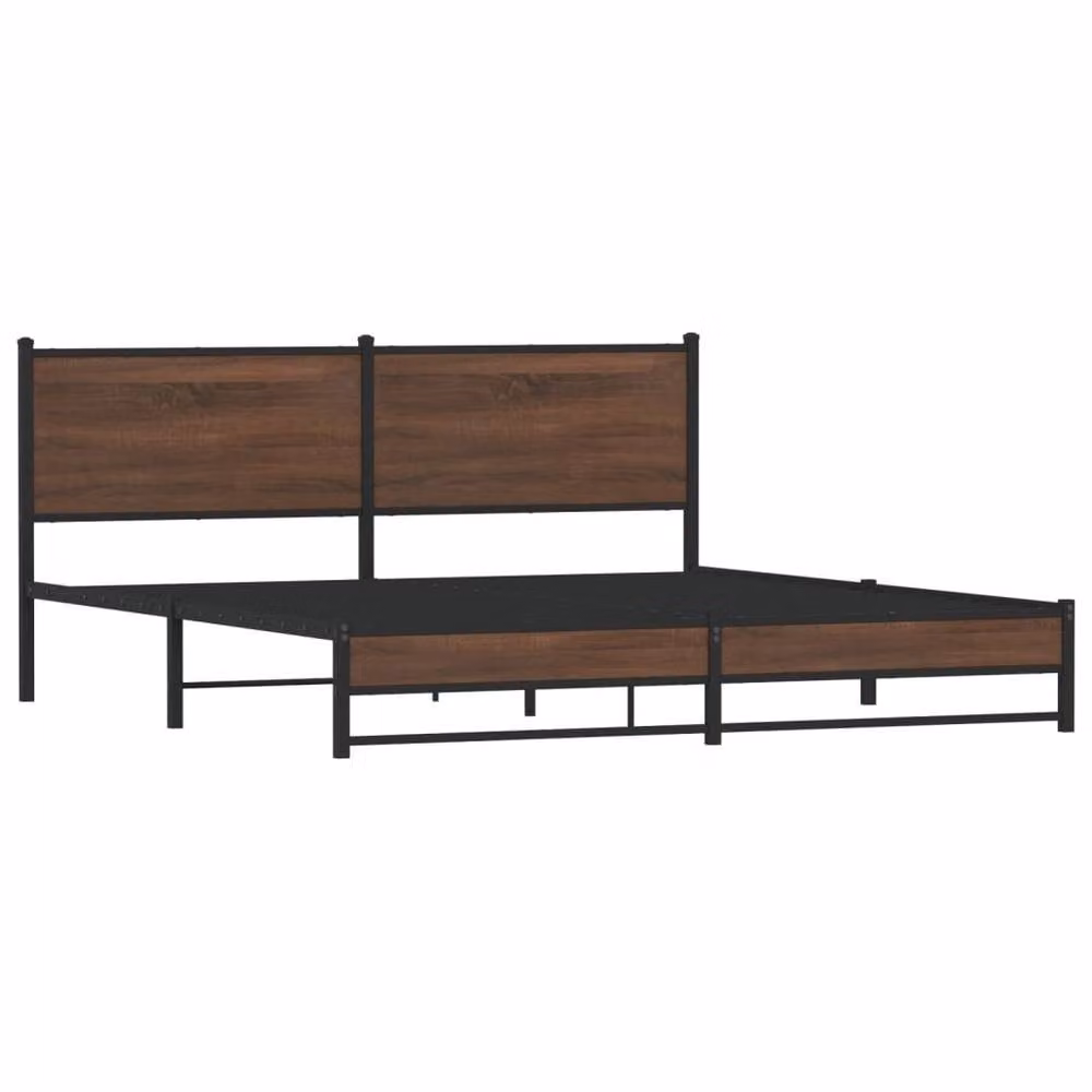 Berkfield Home Metal Bed Frame in Brown Oak, W: 160 cm, D: 200 cm – 3