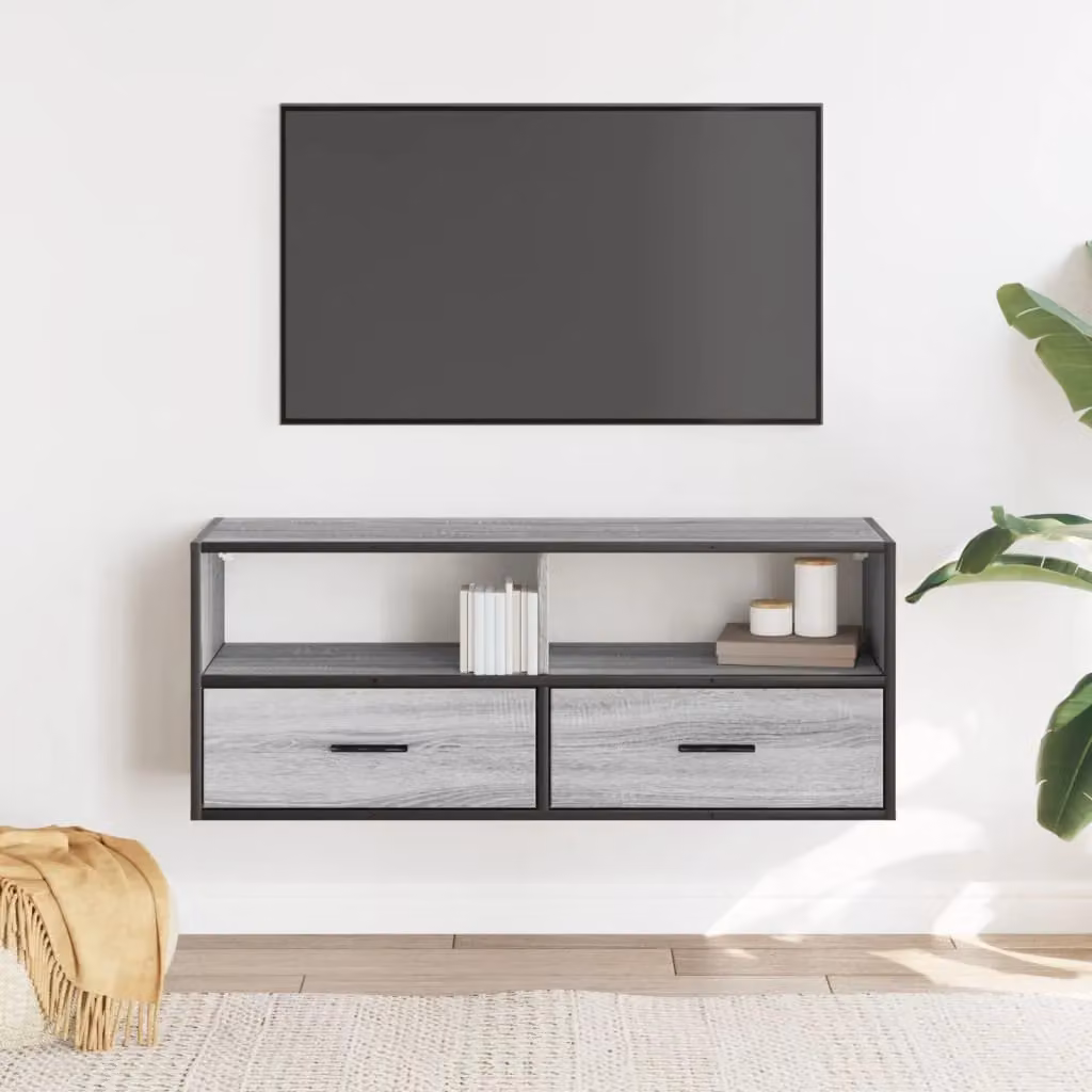 Berkfield Home Industrial TV Cabinet in Grey Sonoma, W/D/H: 100 x 31 x 39.5 cm – 3