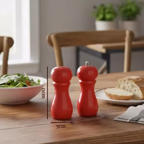 Orsina Salta Red Hi Gloss Wood Salt and Pepper Mill Set, Height: 11 cm – 2