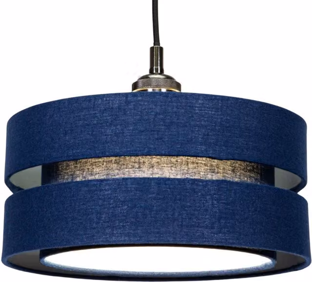 Happy Homewares Modern Blue Linen Fabric Triple Tier Ceiling Pendant Light Shade, Diameter: 26 cm – 5