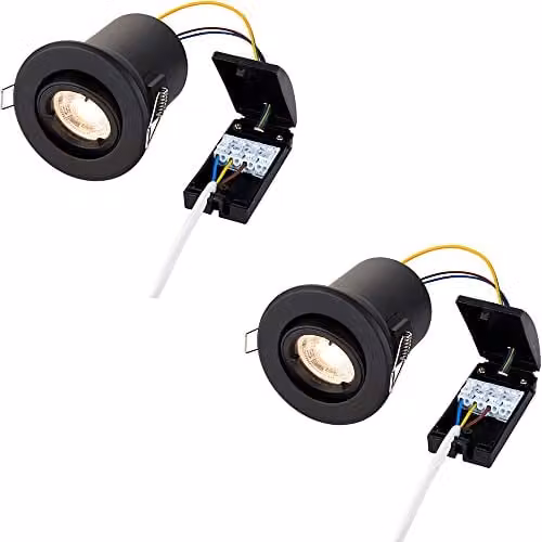 Loops 2 Pack Black Tiltable Recessed Ceiling Downlights, Dimmable, Fits 83mm Hole, GU10 Compatible – 1