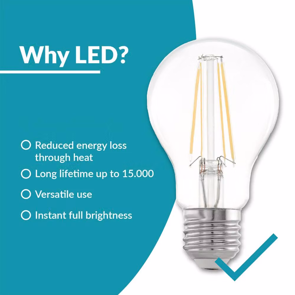 Eglo Pack of 3 E27 LED Vintage Screw Bulbs, Warm White 2700K, Transparent Glass A60 – 2