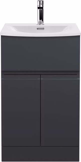 Balterley Mavesyn 2 Door 1 Drawer Freestanding Vanity Basin Unit, Grey, Width: 50 cm