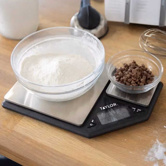 Taylor Pro Dual Platform Digital Kitchen Scale with Stainless Steel Design, Grey and Black, 5kg/500g