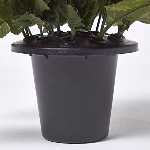 HOMESCAPES Artificial Red Poppy Flower Arrangement in Grave Pot, Height: 25 cm – 3