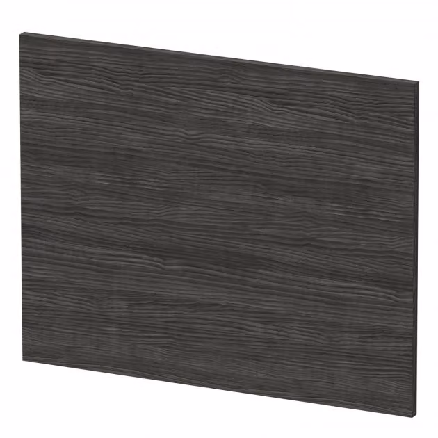 Royal Bathrooms Hacienda Black Square Shower Bath End Panel with Woodgrain Effect, Width: 70 cm
