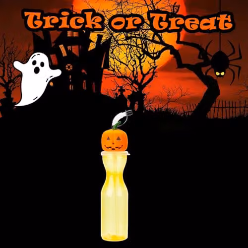 VFM e-Store Orange Pumpkin Halloween Bottle with Straw, 500ml – 5