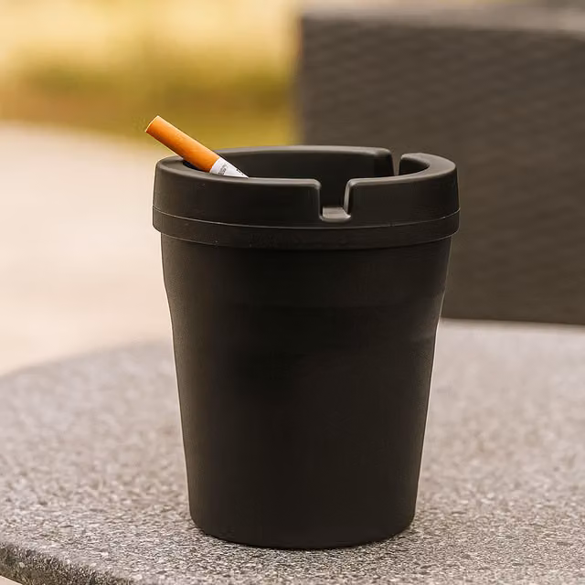 Marco Paul Solid Black Plastic Cigarette Butt Bucket