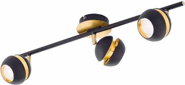 Loops 3 Spot Flush Ceiling Light in Black and Gold with GU10 Bulbs