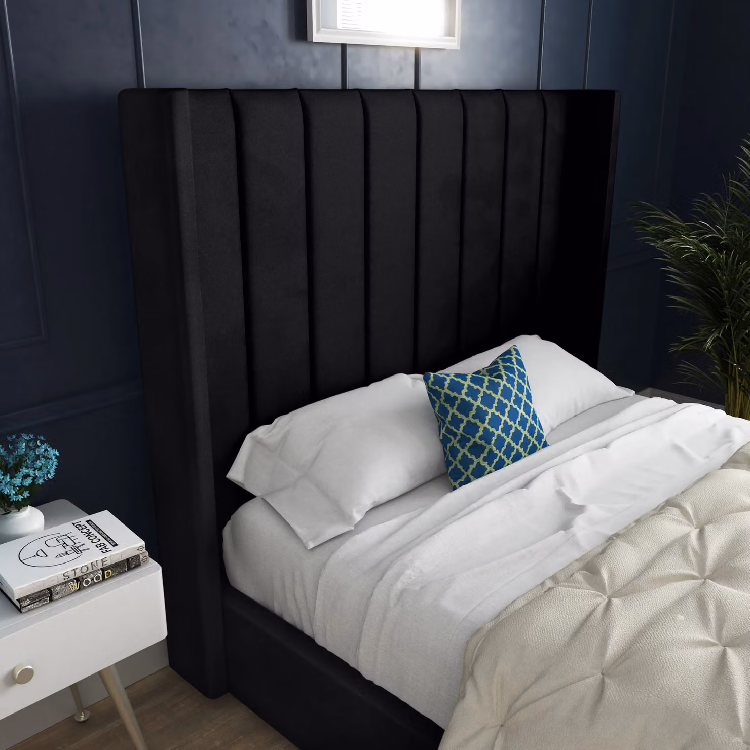 DS Living Oxford Upholstered Soft Velvet Bed Frame in Black, Small Double – 2
