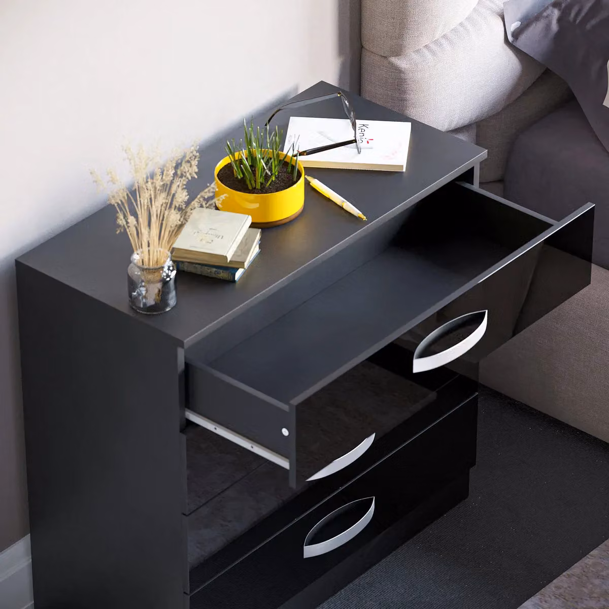 Vida Designs Hulio 4 Drawer Chest of Drawers in Black – 5