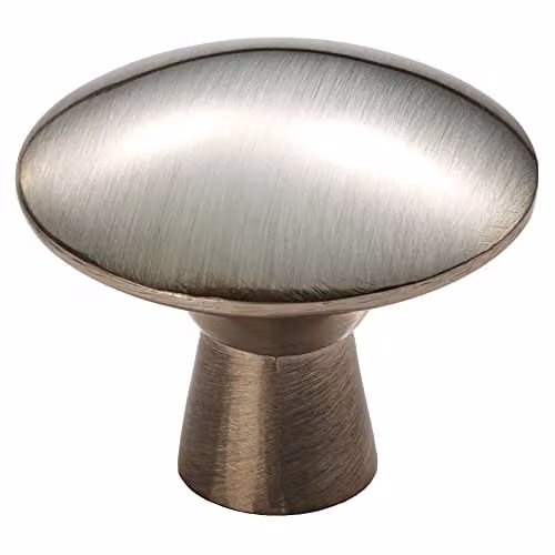 Loops 4 Pack Disc Shaped Cabinet Door Knobs on Tapered Stem, Brushed Silver, 27mm Diameter – 2
