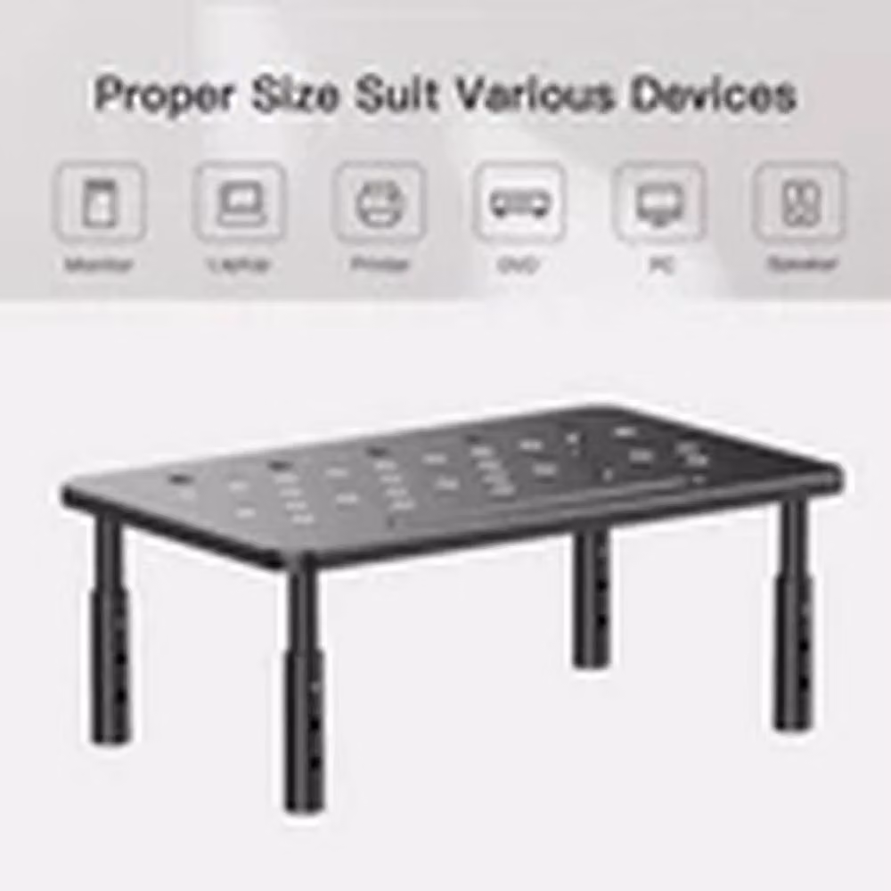 EONLION Height Adjustable Ergonomic Metal Monitor Stand Riser in Black – 4