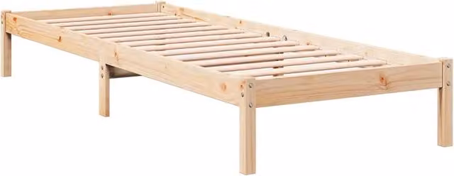 Berkfield Home Decorative Extra Long Solid Wood Bed Frame in Beige, W/D/H: 100 x 210 x 31 cm