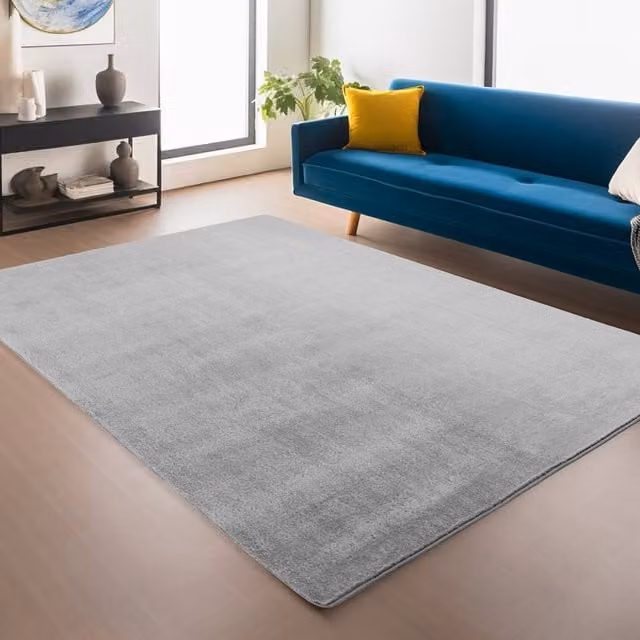 Desire Rugs Grey Washable Low Pile Area Rug with Anti-Slip Felt Backing, W/D/H: 160 x 220 cm