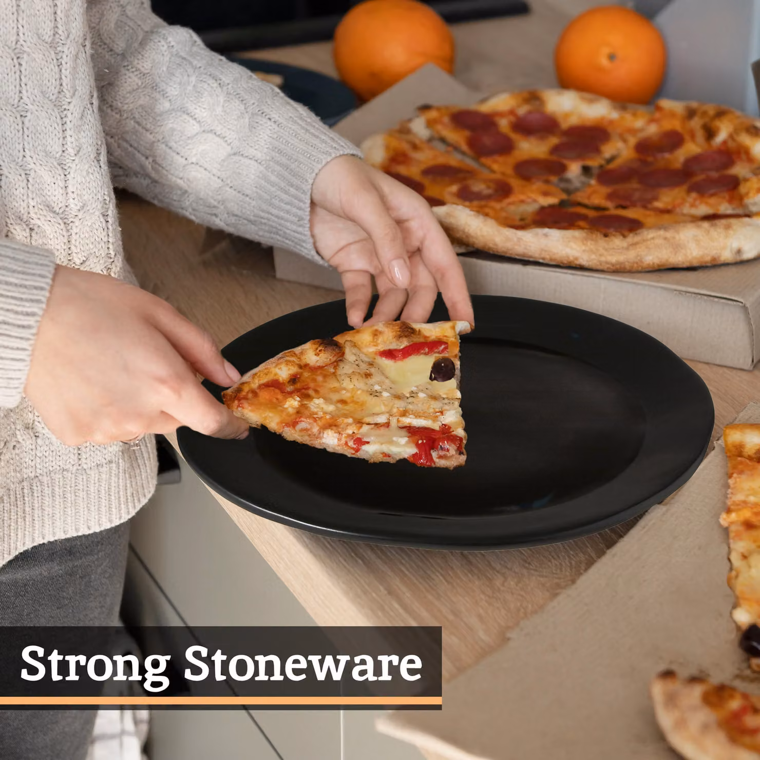 Orsina Black Stoneware Pizza Plate – 3