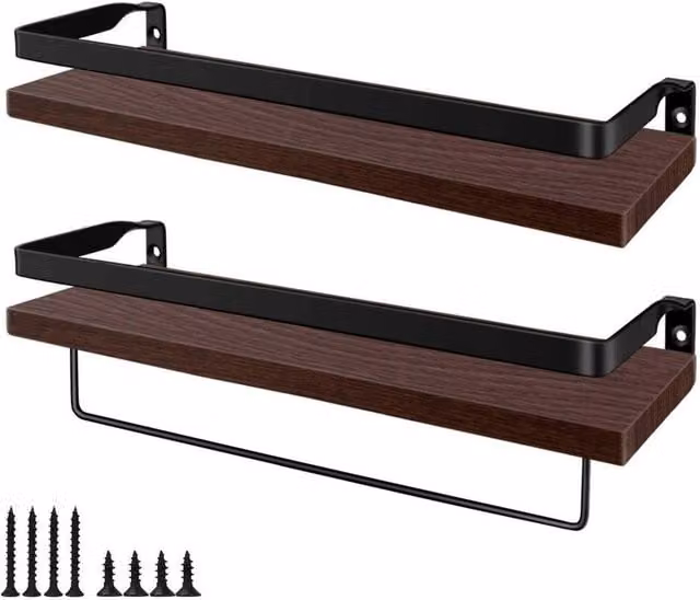 Kelvenix Vintage Wall Mounted Wood Storage Shelves in Brown – 1