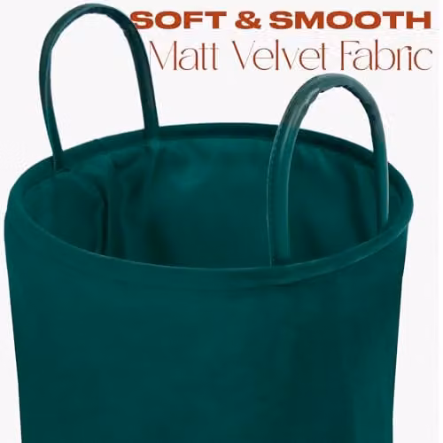 OHS Velvet Storage Basket with Handles, Green – 3