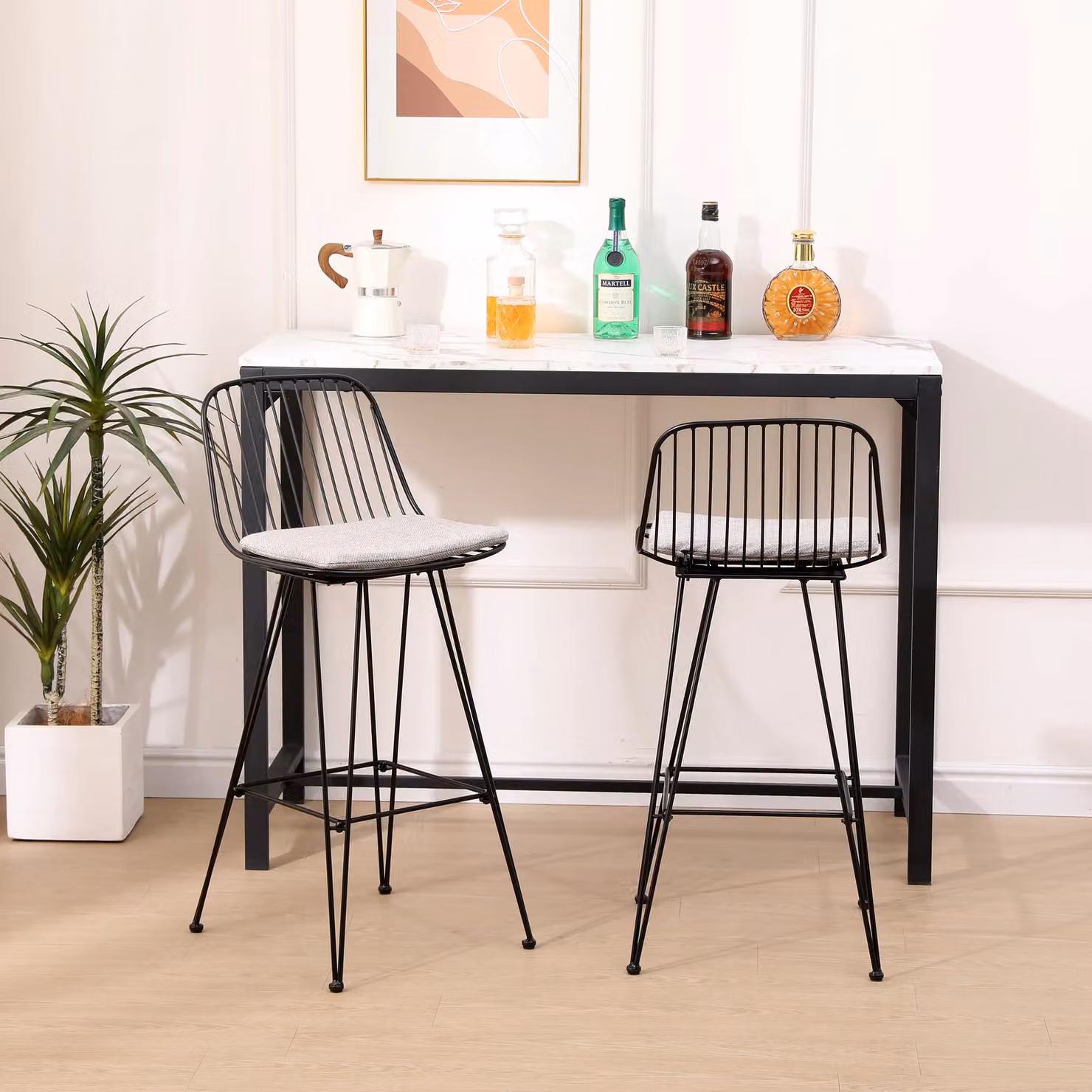 Nordlys Set of 2 Industrial Lacquered Metal Bar Stools in Grey and Black – 2