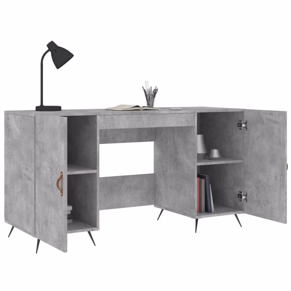 Berkfield Home Industrial Writing Desk in Concrete Grey, W/D/H: 140 x 50 x 75 cm – 3