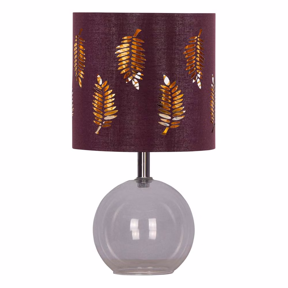 First Choice Lighting Buck Set of 2 Clear Glass Globe Table Lamps with Burgundy Shades – 2