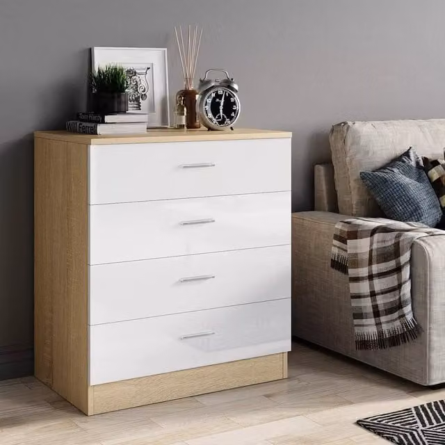Comfy Living Modern 4 Drawer Oak Chest of Drawers