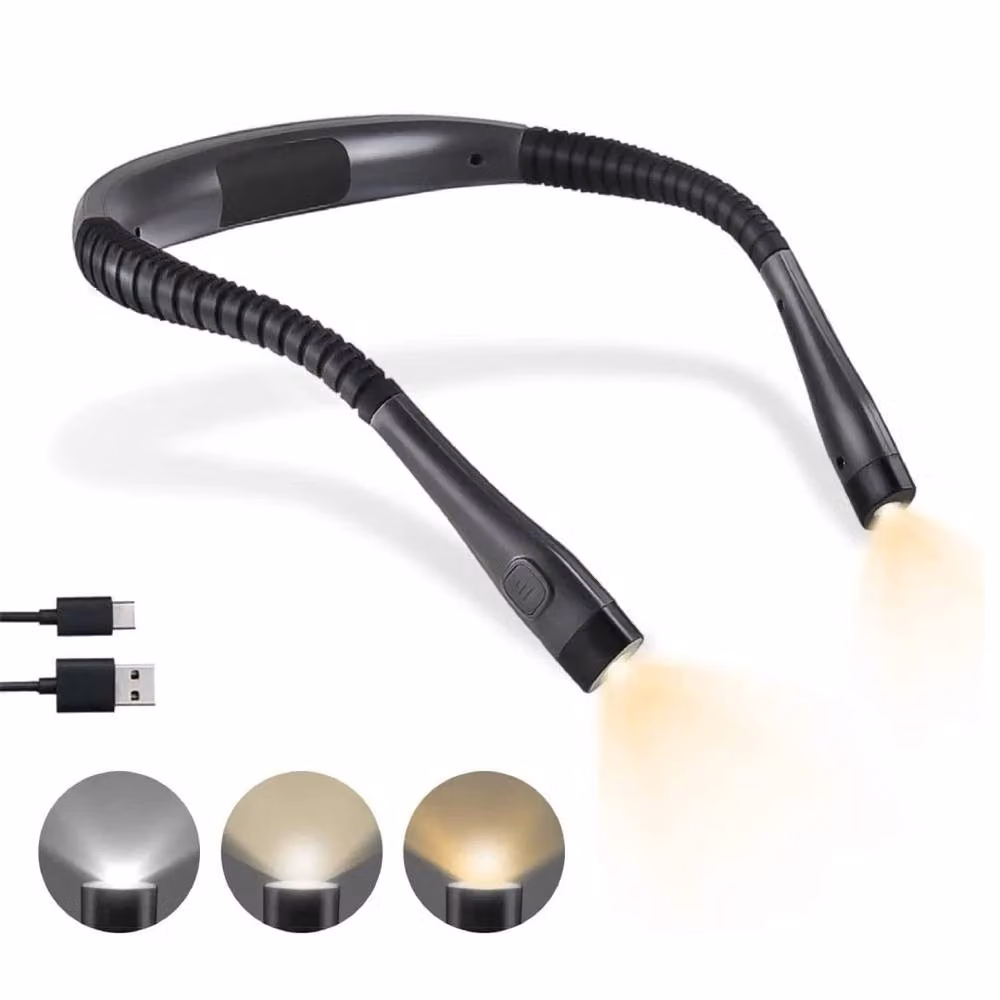 FLAVORA Handsfree LED Flexible Neck Light, USB Rechargeable, Black – 2